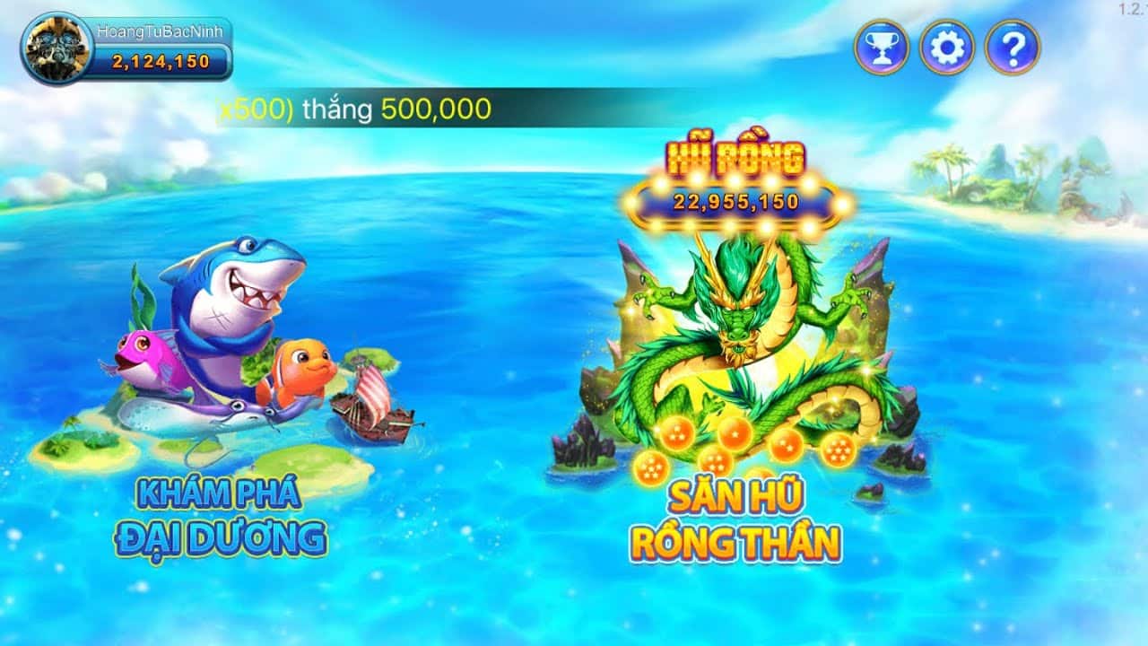 Giao diện sảnh bắn cá Go88 với hiệu ứng đại dương xanh mát và đa dạng loại cá.