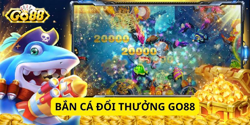 Các loại cá game bắn cá Go88 như cá mập, nàng tiên cá và rồng vàng.